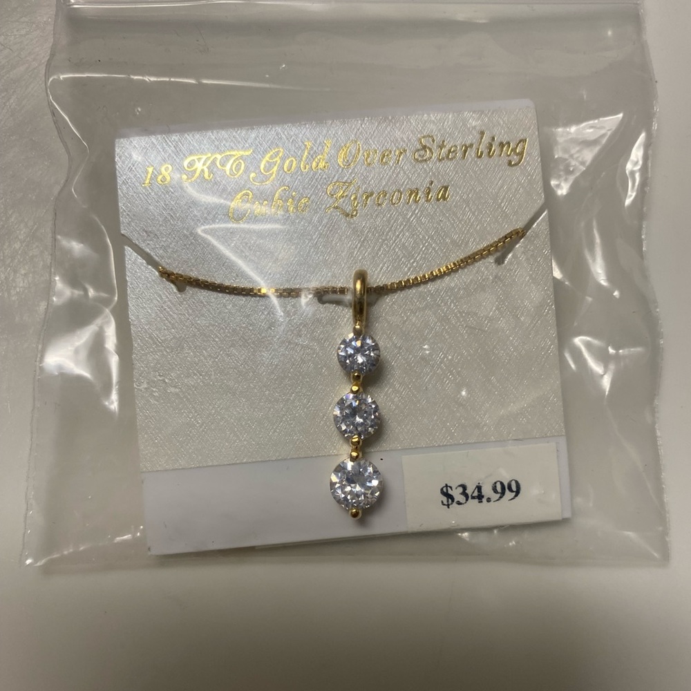 NWT Gold Plated CZ Necklace